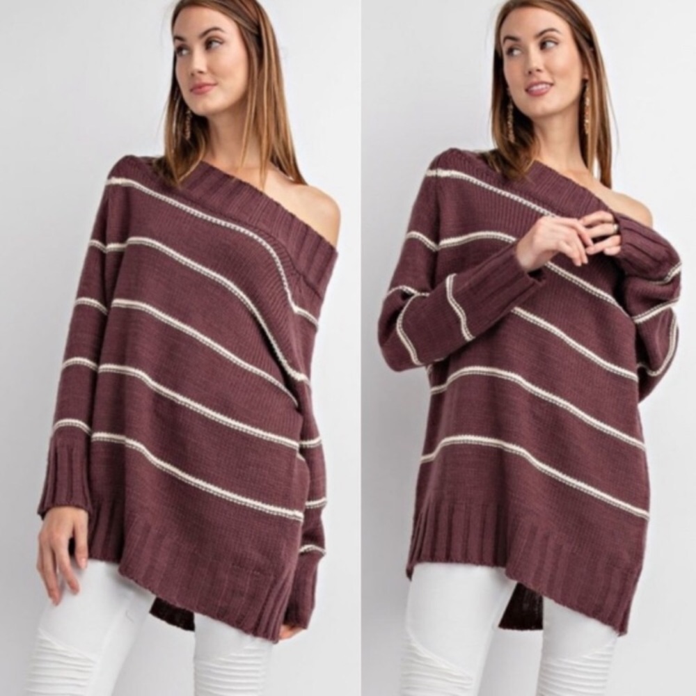 Faded Plum Boutique Striped Sweater - Picture 2 of 3